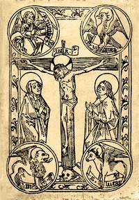 Cover of The Legendary History of the Cross A Series of Sixty-four Woodcuts from a Dutch Book Published by Veldener, A.D. 1483