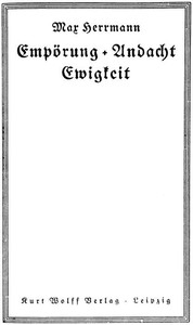 Cover of Empörung + Andacht, Ewigkeit