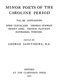 Cover of Minor Poets of the Caroline Period, Vol. III