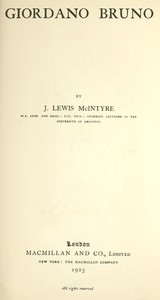 Cover of Giordano Bruno
