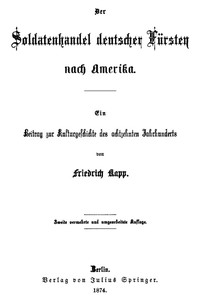 Cover of Der Soldatenhandel deutscher Fürsten nach Amerika
