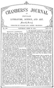 Cover of Chambers's Journal of Popular Literature, Science, and Art, No. 696 April 28, 1877.