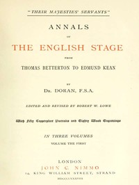 Cover of "Their Majesties' Servants." Annals of the English Stage (Volume 1 of 3)