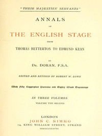 Cover of "Their Majesties' Servants." Annals of the English Stage (Volume 2 of 3)