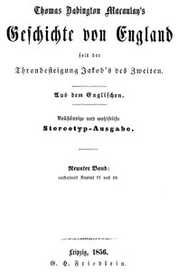 Cover of Geschichte von England seit der Thronbesteigung Jakob's des Zweiten. Neunter Band: enthaltend Kapitel 17 und 18.