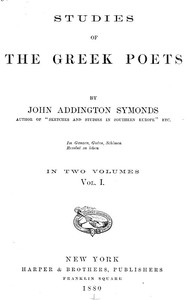Cover of Studies of the Greek Poets (Vol 1 of 2)