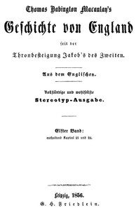 Cover of Geschichte von England seit der Thronbesteigung Jakob's des Zweiten. Elfter Band: enthaltend Kapitel 21 und 22.