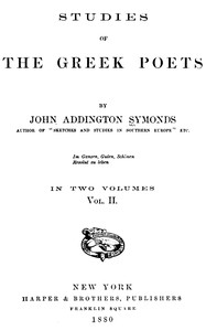 Cover of Studies of the Greek Poets (Vol 2 of 2)