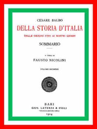 Cover of Della storia d'Italia dalle origini fino ai nostri giorni, sommario. v. 2
