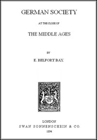 Cover of German Society at the Close of the Middle Ages