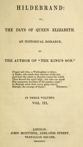 Cover of Hildebrand; or, The Days of Queen Elizabeth, An Historic Romance, Vol. 3 of 3