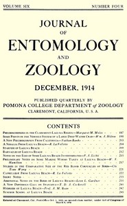 Cover of Journal of Entomology and Zoology, Vol. 06, No. 4, December 1914