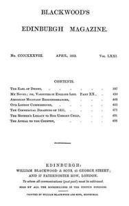 Cover of Blackwood's Edinburgh Magazine, Vol. 71, No. 438, April 1852