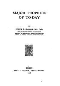 Cover of Major Prophets of To-Day