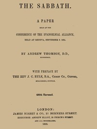 Cover of The Sabbath A Paper Read at the Conference of the Evangelical Alliance, Held at Geneva, September 2. 1861