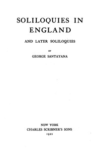 Cover of Soliloquies in England, and Later Soliloquies