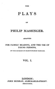 Cover of The Plays of Philip Massinger, Vol. I
