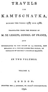 Cover of Travels in Kamtschatka, During the Years 1787 and 1788, Volume 1