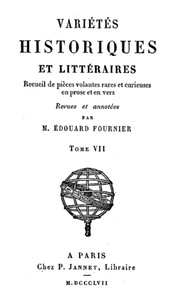 Cover of Variétés Historiques et Littéraires (07/10) Recueil de pièces volantes rares et curieuses en prose et en vers