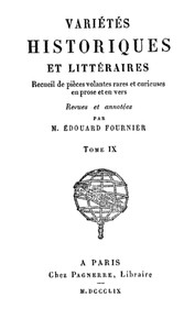 Cover of Variétés Historiques et Littéraires (09/10) Recueil de piéces volantes rares et curieuses en prose et en vers