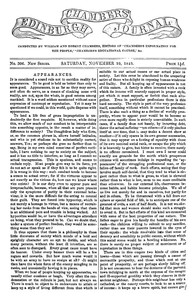 Cover of Chambers's Edinburgh Journal, No. 306 New Series, Saturday, November 10, 1849