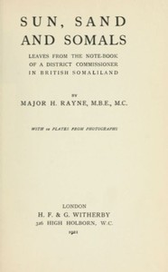 Cover of Sun, Sand and Somals Leaves from the note-book of a District Commissioner in British Somaliland
