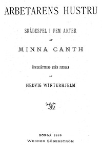 Cover of Arbetarens hustru: Skådspel i fem akter