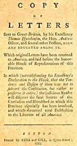 Cover of Copy of Letters Sent to Great-Britain by His Excellency Thomas Hutchinson, the Hon. Andrew Oliver, and Several Other Persons