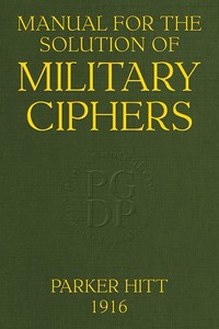 Cover of Manual for the Solution of Military Ciphers