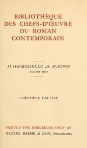 Cover of Mademoiselle de Maupin, Volume 2 (of 2)
