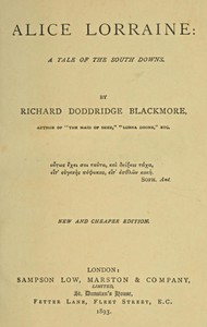 Cover of Alice Lorraine: A Tale of the South Downs