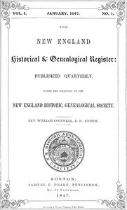 Cover of The New England Historical & Genealogical Register, Vol. 1, No. 1, January 1847
