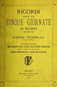 Cover of Ricordi intorno alle Cinque Giornate di Milano (18-22 marzo 1848) Seconda edizione con aggiunte