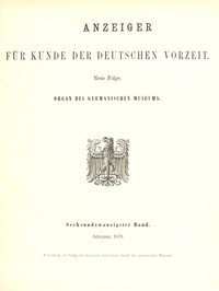 Cover of Anzeiger für Kunde der deutschen Vorzeit (Jg. 26, 1879) Neue Folge