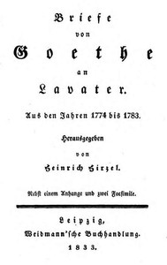 Cover of Briefe von Goethe an Lavater aus den Jahren 1774 bis 1783