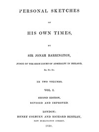 Cover of Personal sketches of his own times, Vol. 1 (of 3)