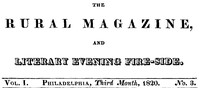 Cover of The Rural Magazine, and Literary Evening Fire-Side, Vol. 1 No. 03 (1820)