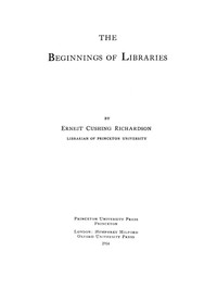 Cover of The Beginnings of Libraries