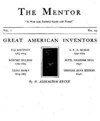 Cover of The Mentor: Great American Inventors, Vol. 1, Num. 29, Serial No. 29