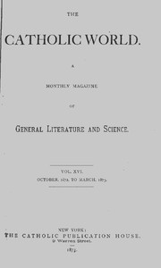Cover of The Catholic World, Vol. 16, October 1872-March 1873