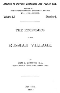 Cover of The Economics of the Russian Village
