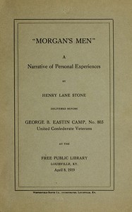 Cover of "Morgan's Men," a Narrative of Personal Experiences
