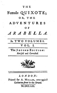Cover of The Female Quixote; or, The Adventures of Arabella, v. 1-2