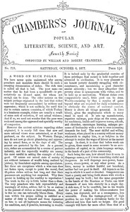 Cover of Chambers's Journal of Popular Literature, Science, and Art, No. 719 October 6, 1877