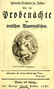 Cover of Über die Probenächte der teutschen Bauermädchen