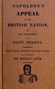 Cover of Napoleon's Appeal to the British Nation, on His Treatment at Saint Helena
