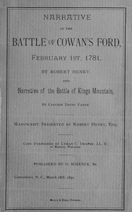 Cover of Narrative of the Battle of Cowan's Ford, February 1st, 1781 and Narrative of the Battle of Kings Mountain
