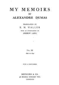 Cover of My Memoirs, Vol. III, 1826 to 1830