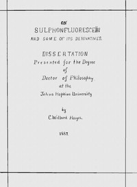 Cover of On Sulphonfluoresceïn and Some of Its Derivatives