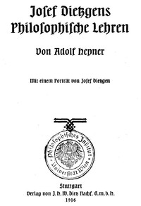 Cover of Josef Dietzgens philosophische Lehren